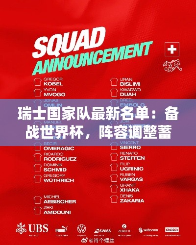 瑞士国家队最新名单:备战世界杯,阵容调整蓄势待发