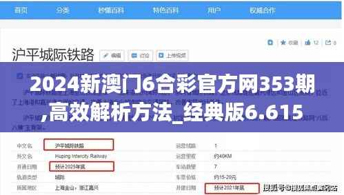 2024新澳门6合彩官方网353期,高效解析方法_经典版6.615