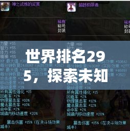 世界排名295,探索未知,超越极限