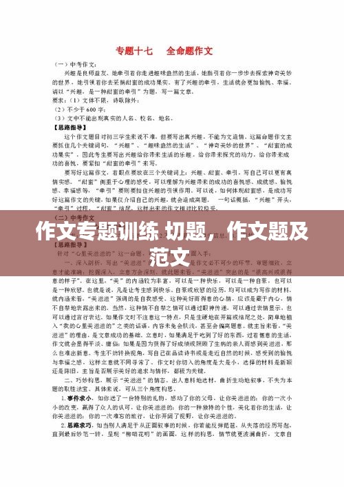 作文专题训练 切题,作文题及范文