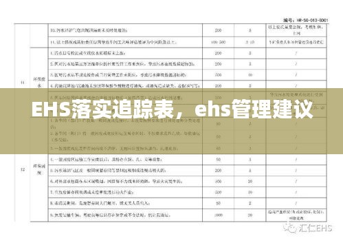 EHS落实追踪表,ehs管理建议