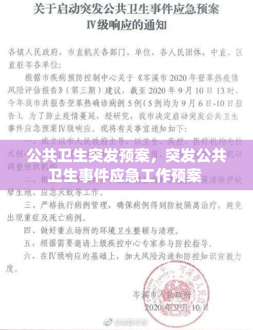 公共卫生突发预案,突发公共卫生事件应急工作预案