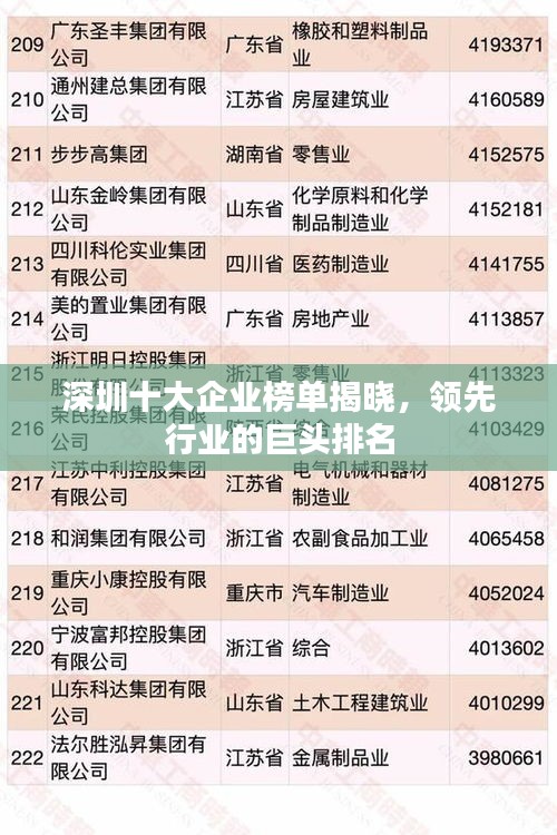 深圳十大企业榜单揭晓,领先行业的巨头排名